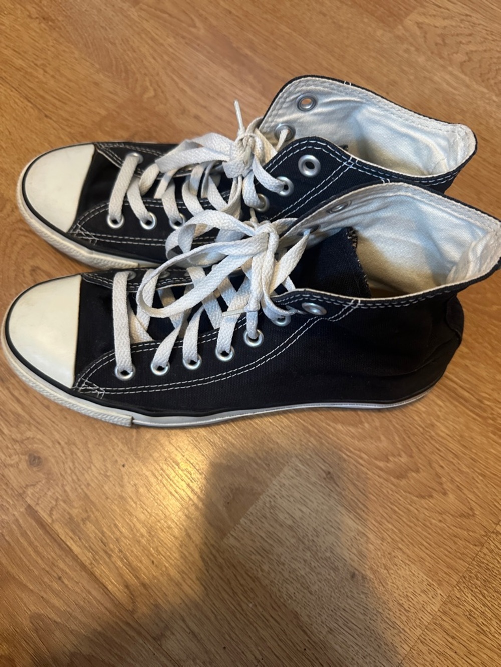 Converse Black High Top Canvas Sneakers with White Trim - Picture 6 of 16